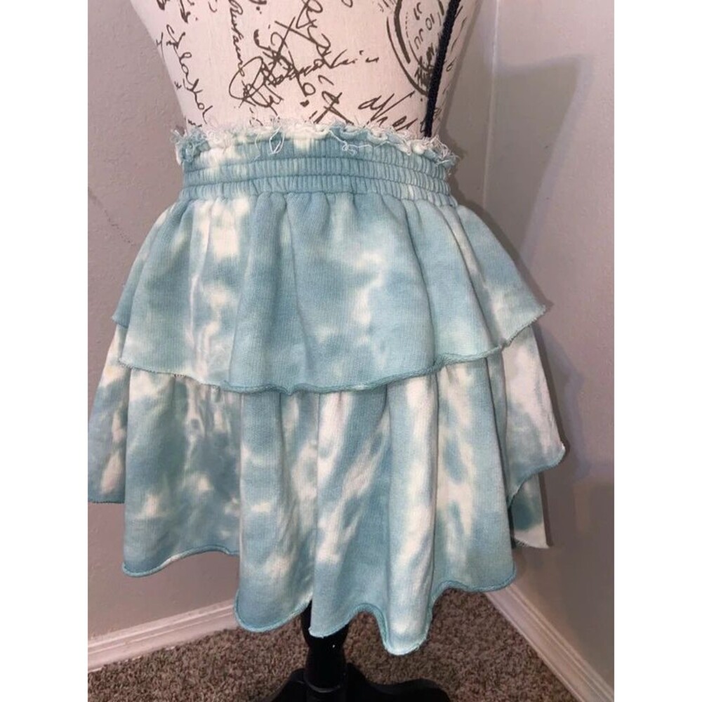 love shack fancy size small tie dye blue skirt